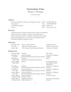 Curriculum Vitae Thomas A. Henzinger October 30, 2013