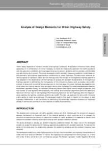 Road safety data: collection and analysis for target setting and monitoring performances and progress Analysis of Design Elements for Urban Highway Safety  Lee, SooBeom Ph.D.