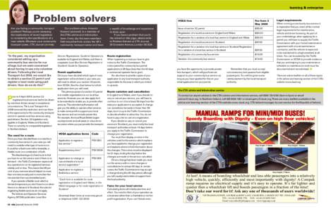 learning & enterprise  Problem solvers Are you facing a community transport problem? Perhaps you’re assessing the implications of recent legislation