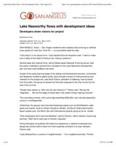 Lake Nasworthy flows with development ideas : San Angelo Standard Times