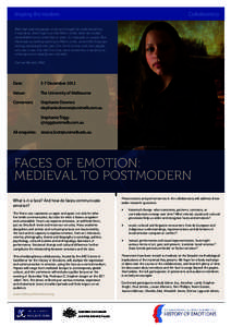 Stephanie Trigg / Melbourne / Face / Facial expression / Emotion / Parkville / Smile / Collaboratory / Ethology / Anatomy / Association of Commonwealth Universities / University of Melbourne