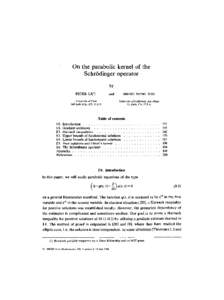 On the parabolic kernel of the Schr6dinger operator by PETER LI(l)  and