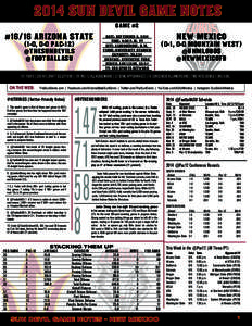 2014 Sun Devil Game Notes Game #2 #16/16 ARIZONA STATE (1-0, 0-0 Pac-12) @TheSunDevils