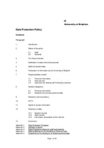 s Data Protection Policy Contents Paragraph 1