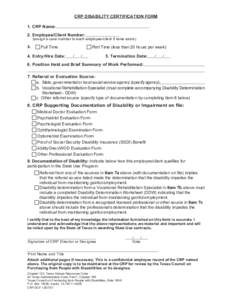 TIBH Agency Certification Form for Chuck Brewton