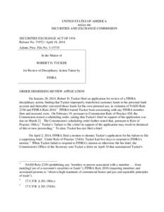 UNITED STATES OF AMERICA before the SECURITIES AND EXCHANGE COMMISSION SECURITIES EXCHANGE ACT OF 1934 Release No[removed]April 18, 2014 Admin. Proc. File No[removed]