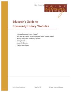 Maine Memory Network | Educator’s Guide to the CHW  Educator’s Guide to Community History Websites §