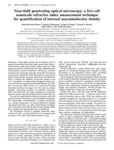 506  OPTICS LETTERS / Vol. 37, No. 4 / February 15, 2012 Near-field penetrating optical microscopy: a live cell nanoscale refractive index measurement technique