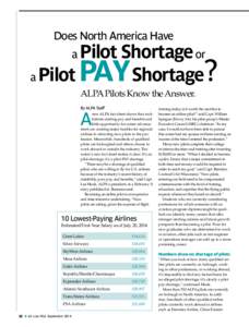 Does North America Have  Pilot Shortage or a Pilot PAY Shortage? a
