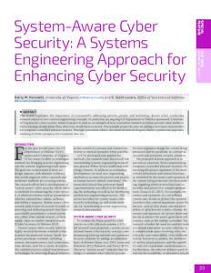 SPECIAL FEATURE JULY 2O16 VOLUME 19 / ISSUE 2  System-Aware Cyber
