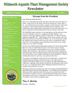 Newsletter Volume 30 Number 2 BOARD OF DIRECTORS Officers TROY GOLDSBY – President