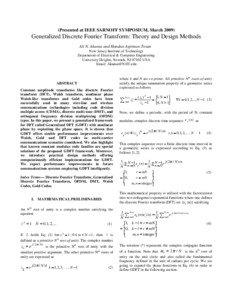 (Presented at IEEE SARNOFF SYMPOSIUM, March[removed]Generalized Discrete Fourier Transform: Theory and Design Methods