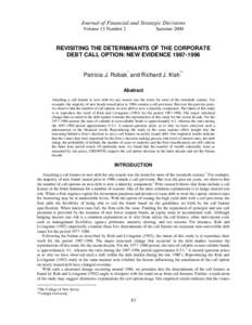 Journal of Financial and Strategic Decisions Volume 13 Number 2 SummerREVISITING THE DETERMINANTS OF THE CORPORATE