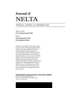 Journal of  NELTA Volume 12, Number 1 & 2 December[removed]Editor-in-Chief