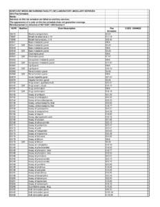 KENTUCKY MEDICAID NURSING FACILITY (NF) LABORATORY ANCILLARY SERVICES 2012 Fee Schedule Notes: Services on this fee schedule are billed as ancillary services. The appearance of a code on this fee schedule does not guaran