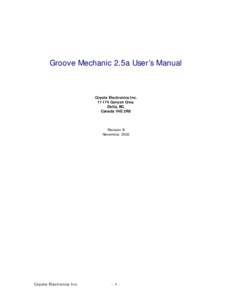 Groove Mechanic 2.5a User’s Manual  Coyote Electronics IncCanyon Cres. Delta, BC. Canada V4E 2R8