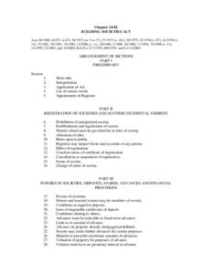 Chapter 24:02 BUILDING SOCIETIES ACT Acts, s.67), ss. 5 to 17), s. 101), , s. 87), s. 14), , , , s. 11), , 3/1988, , 