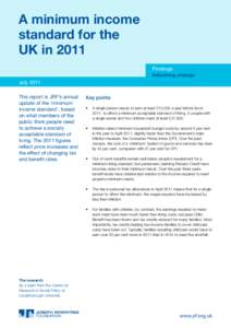 A minimum income standard for the UK in 2011