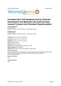 Article ID: WMCPLS00209  ISSNIncreased Germ Cell Apoptosis During Testicular Development And Maturation By Experimentally