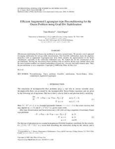 INTERNATIONAL JOURNAL FOR NUMERICAL METHODS IN FLUIDS Int. J. Numer. Meth. Fluids 0000; 00:1–17 Published online in Wiley InterScience (www.interscience.wiley.com). DOI: fld Efficient Augmented Lagrangian-type 