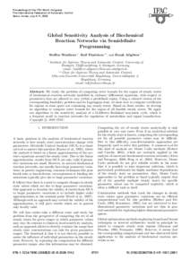 Global Sensitivity Analysis of Biochemical Reaction Networks Via Semidefinite Programming