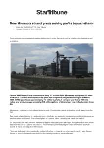 More Minnesota ethanol plants seeking profits beyond ethanol • • Article by: DAVID SHAFFER , Star Tribune Updated: October 5, :55 PM