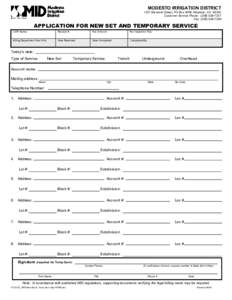 Application for New Set and Temporary Service