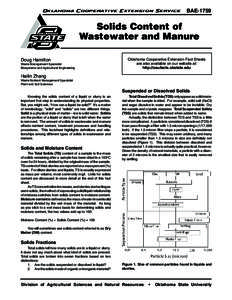 Oklahoma Cooperative Extension Service  BAE-1759 Solids Content of Wastewater and Manure