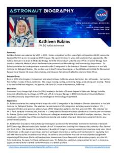 National Aeronautics and Space Administration Lyndon B. Johnson Space Center Houston, TexasNovemberKathleen Rubins