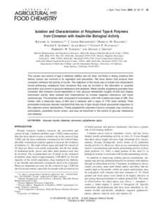 J. Agric. Food Chem. 2004, 52, 65−Isolation and Characterization of Polyphenol Type-A Polymers from Cinnamon with Insulin-like Biological Activity