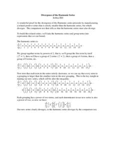Microsoft Word - Divergence of the Harmonic Series.doc