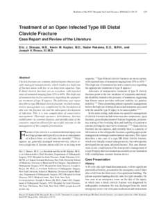 Bulletin of the NYU Hospital for Joint Diseases 2008;66(2):Treatment of an Open Infected Type IIB Distal Clavicle Fracture