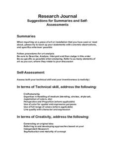 Suggestions for Summaries and Self-Assessments