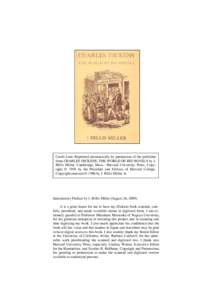Credit Line: Reprinted electronically by permission of the publisher from CHARLES DICKENS: THE WORLD OF HIS NOVELS by J. Hillis Miller, Cambridge, Mass.: Harvard University Press, Copyright © 1958 by the President and F