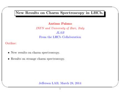 ✬  New Results on Charm Spectroscopy in LHCb. ✩