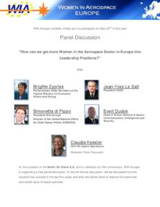 WIA-Europe cordially invites you to participate on May 22nd in the next  Panel Discussion