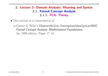 Lecture 2: Domain Analysis: Meaning and Syntax 2.1. Formal Concept Analysis