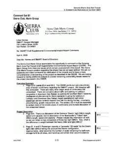 Sonoma-Marin Area Rail Transit 2. COMMENTS AND RESPONSES ON THE DRAFT SEIR Comment Set B1 Sierra Club, Marin Group