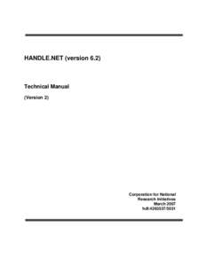 HANDLE.NET (versionTechnical Manual (Version 2)  Corporation for National