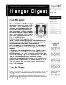 THE HANGAR DIGEST IS A PUBLICATION OF THE AIR MOBILITY COMMAND MUSEUM FOUNDATION, INC.  Hangar Digest V OLUME 4 , I SSUE 2 A PRIL 2004