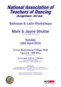 presents  Ballroom & Latin Workshops with  Mark & Jayne Shutlar