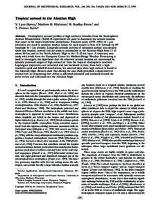 JOURNAL OF GEOPHYSICAL RESEARCH, VOL. 104, NO. D6, PAGES 6281– 6290, MARCH 27, 1999  Tropical aerosol in the Aleutian High V. Lynn Harvey,1 Matthew H. Hitchman,2 R. Bradley Pierce,3 and T. Duncan Fairlie4 Abstract. Str