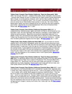 Tablas Creek: Wine Review Online Reviews, Spring 2007