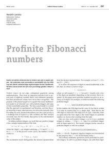 Hendrik Lenstra  Profinite Fibonacci numbers