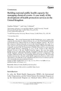 Commentary  Building national public health capacity for managing chemical events: A case study of the development of health protection services in the United Kingdom