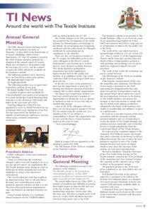 TI News Around the world with The Textile Institute Annual General