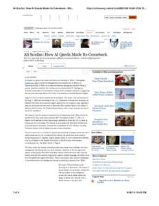 Ali Soufan: How Al Qaeda Made Its Comeback - WS...  http://online.wsj.com/article/SB100014241278873... News, Quotes, Companies, Videos
