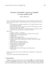 Comment.Math.Univ.Carolin. 43,[removed]–333  Products of Lindel¨