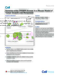 Resource  Genome-wide CRISPR Screen in a Mouse Model of Tumor Growth and Metastasis Graphical Abstract