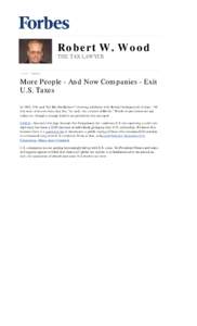 More People—And Now Companies—Exit U.S. Taxes